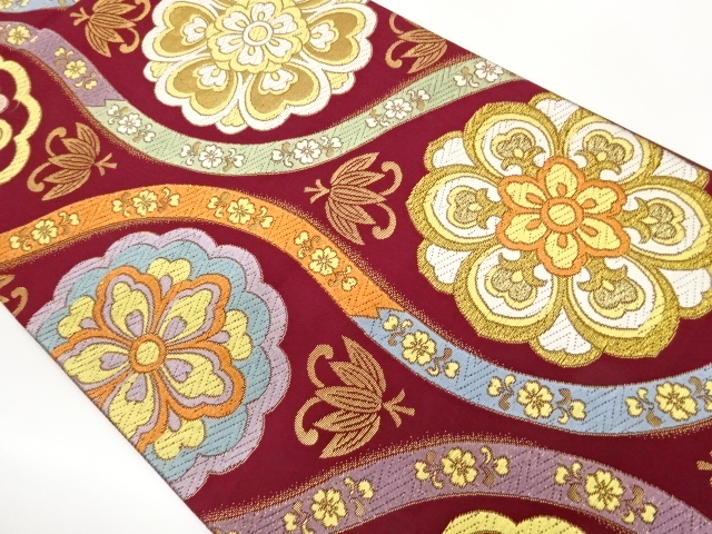 JAPANESE FUKURO OBI / WOVEN FLOWER CREST